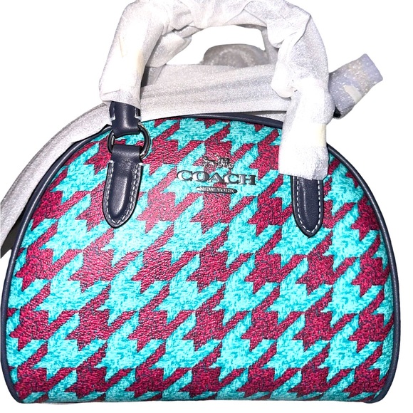 COACH Sydney Satchel With Houndstooth Print, NWT - Picture 5 of 5